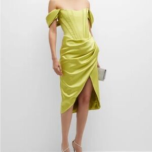 NWT GIGII'S Jasmin Draped Off-Shoulder Corset Midi Dress